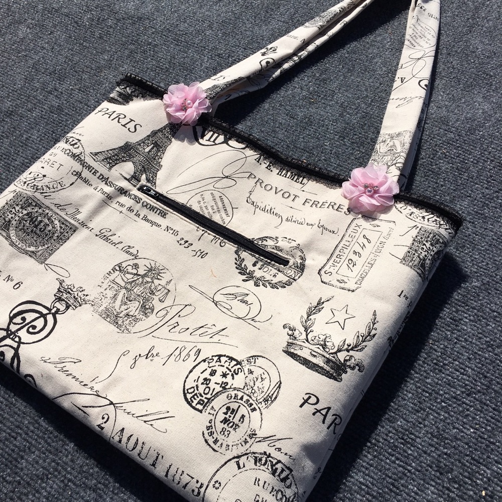 Handmade Paris Tote Bag